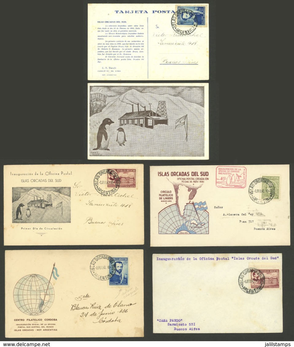 ARGENTINE ANTARCTICA - ORCADAS: 2/FE/1942 Inauguration Of The Postal Office In Orcadas Islands, 4 Commemorative Covers A - Autres & Non Classés