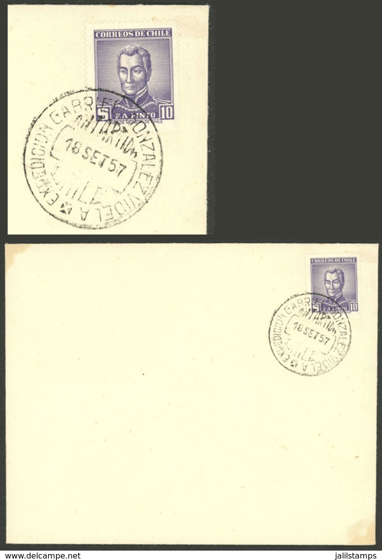 CHILE ANTARCTICA: Envelope With Postmark Of  "EXPEDICIÓN GABRIEL GONZALEZ VIDELA" 18/SE/1957, Very Fine Quality!" - Sonstige & Ohne Zuordnung