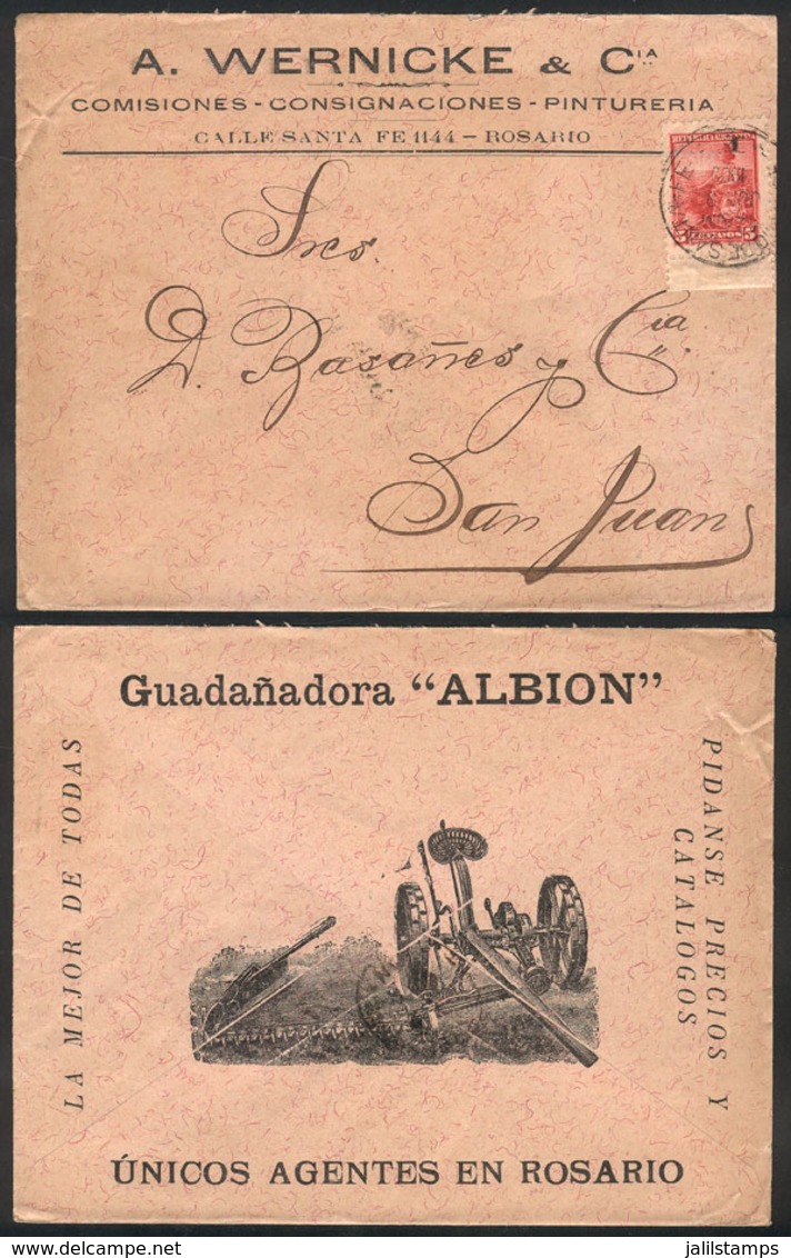 ARGENTINA: Advertising Cover (Albion Agricultural Machines) Franked With 5c. Liberty And Sent To San Juan On 9/JUN/1900, - Préphilatélie
