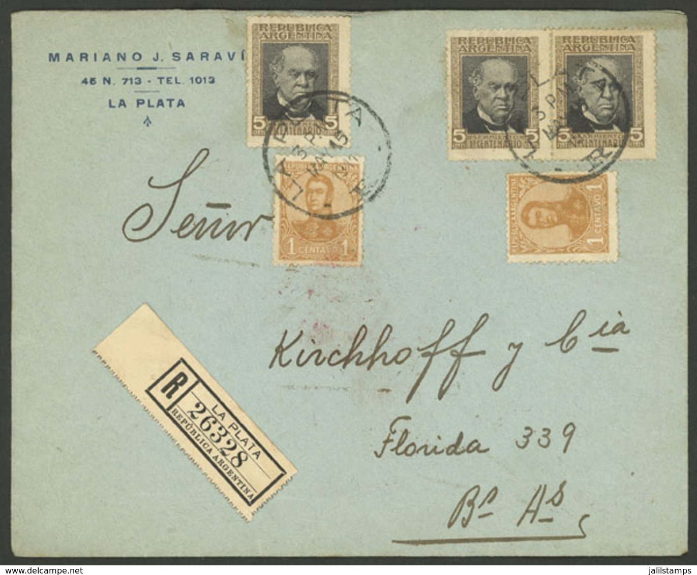 ARGENTINA: 15/MAY/1911 La Plata - Buenos Aires, Registered Cover With Mixed Postage Of 17c., 3x 5c. Sarmiento + 1x 1c. S - Préphilatélie