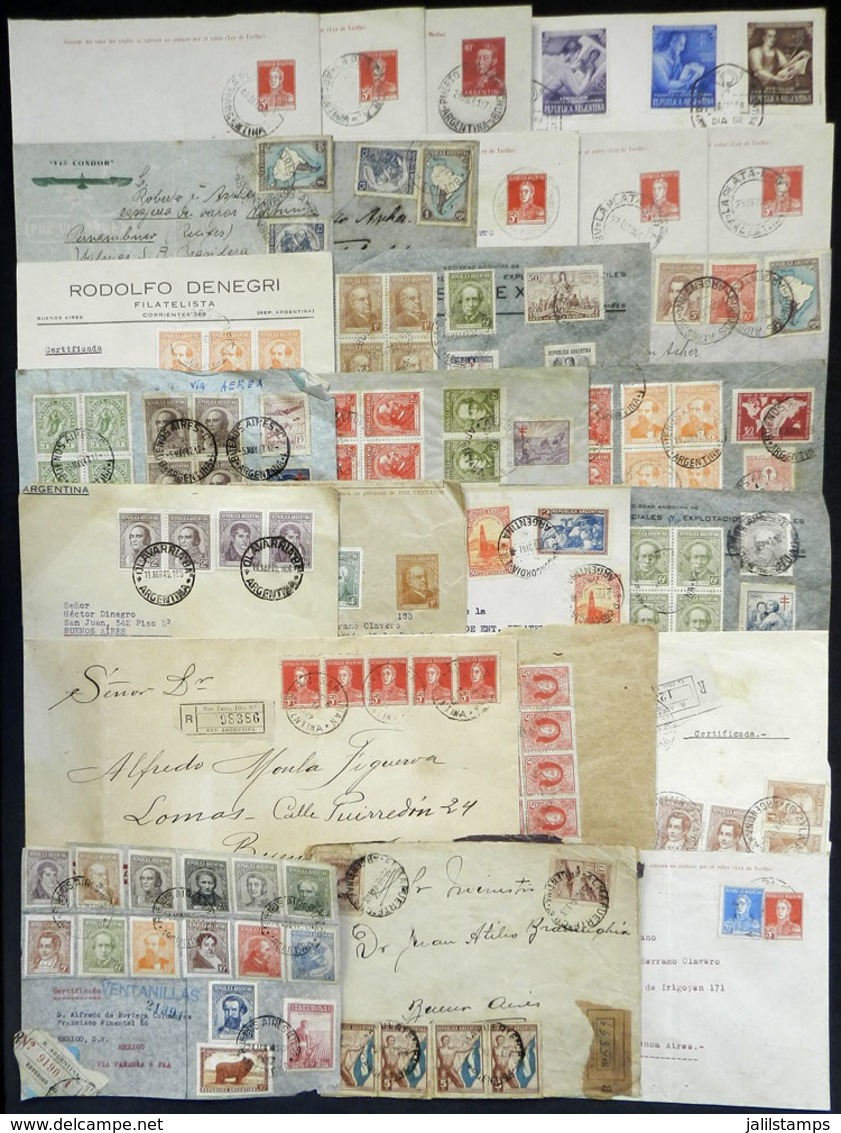 ARGENTINA: 25 Covers (one Is A Front) And Postal Stationeries Used Mainly In The 1930s/40s With Attractive Frankings, Ve - Préphilatélie