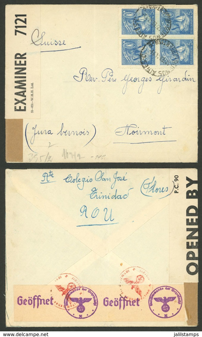 ARGENTINA: 22/FE/1944 Buenos Aires - Switzerland, Cover With Sender Of Uruguay But Dispatched In Argentina, Franked With - Préphilatélie