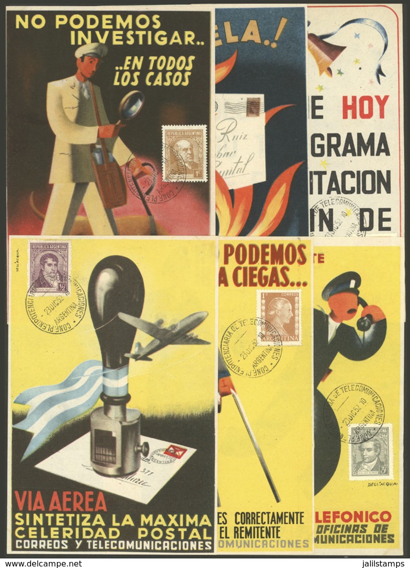 ARGENTINA: 6 Rare Flyers Of The Post With Various Indications About Its Services (illustrations By Dell'Acqua), With Pos - Préphilatélie