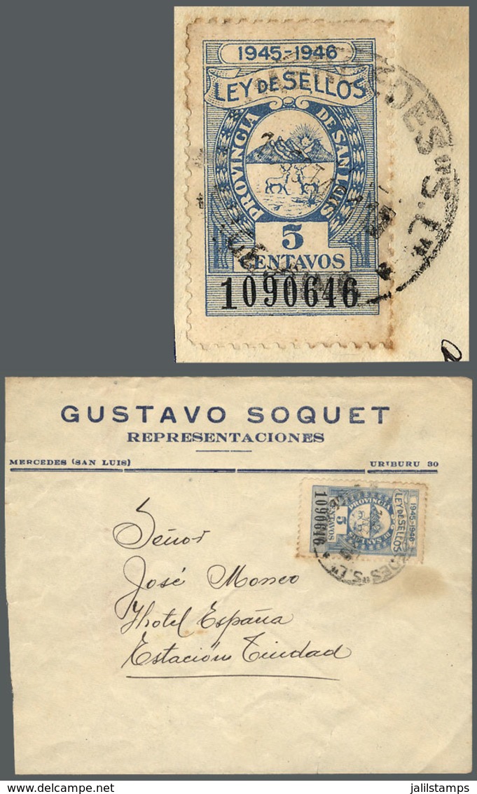 ARGENTINA: Cover Sent Fom Villa Mercedes (San Luis) To Estación Trinidad On 16/SE/1961, Franked With A Provincial REVENU - Vorphilatelie