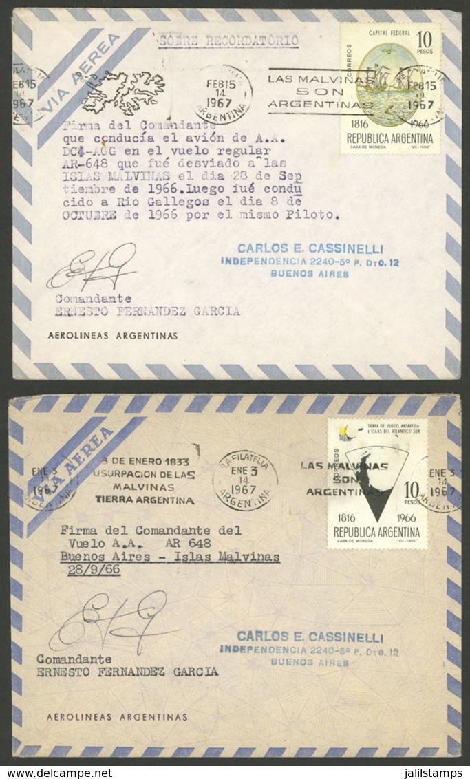 ARGENTINA: 2 "Souvenir" Covers Of OPERATION CONDOR Which Occurred On 28/SE/1966 When An Aerolíneas Argentinas Aircraft W - Préphilatélie