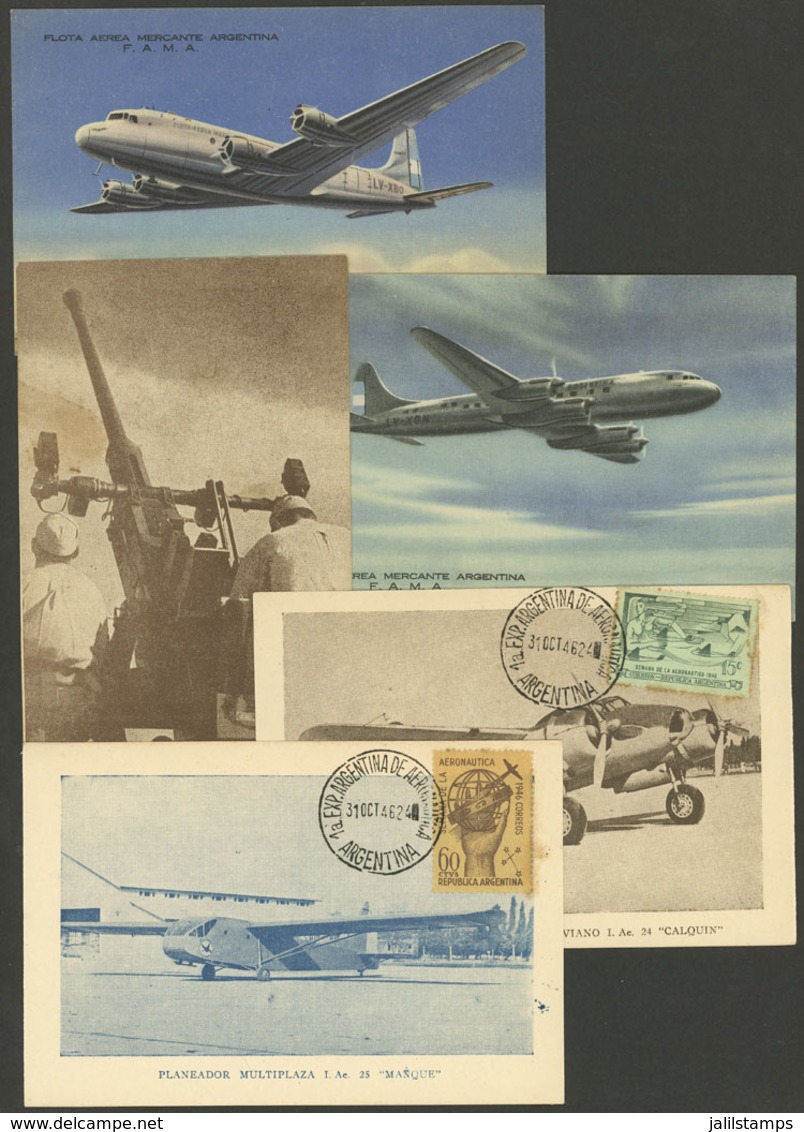 ARGENTINA: AVIATION: 5 Old Postcards, Very Nice! - Argentine