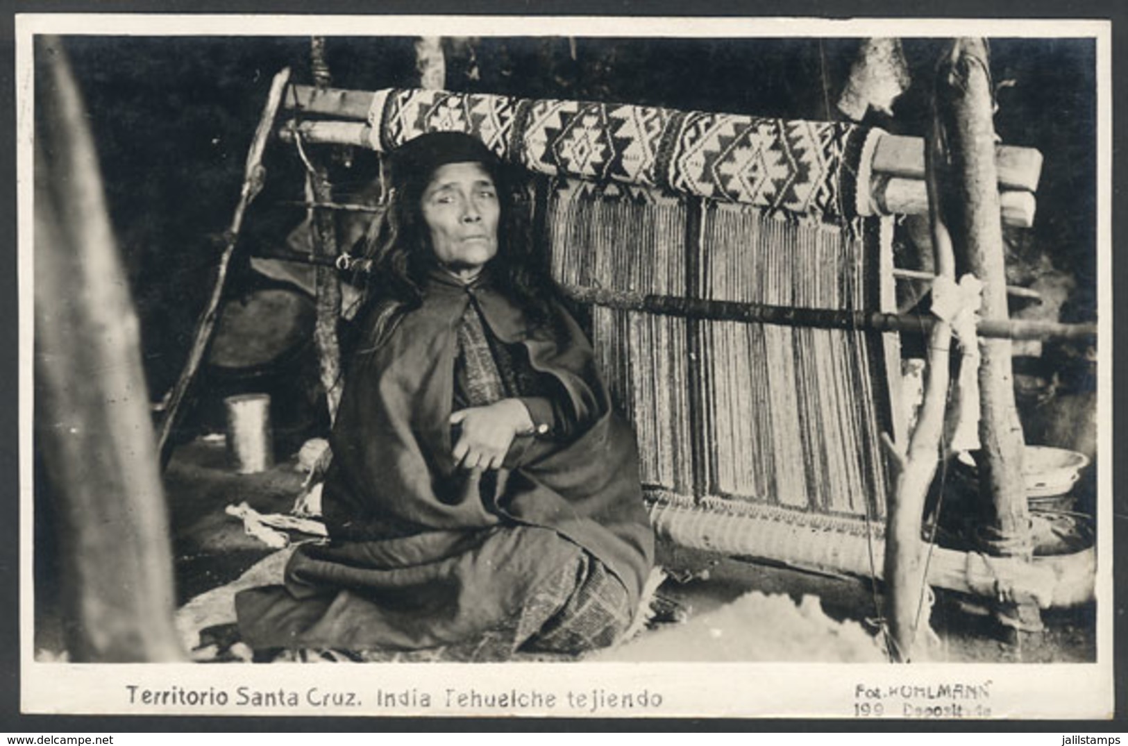 ARGENTINA: Tehuelche Old Indian Woman Weaving, Fot. Kohlmann, Unused Old Postcard, VF! - Argentine