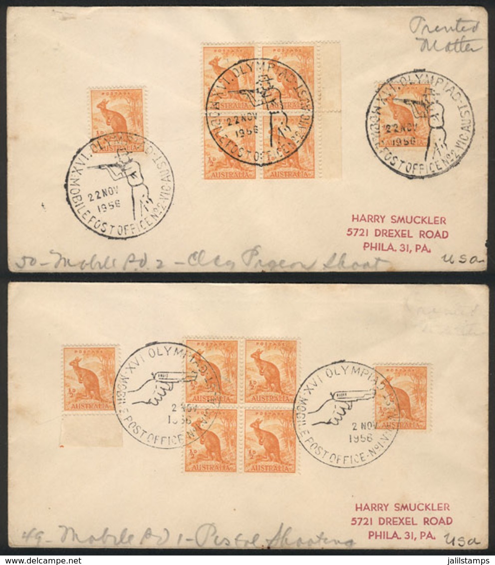 AUSTRALIA: 2 Covers Of 2 And 22/NO/1956 With Special Postmarks Of The Melbourne Olympic Games: SHOOTING - Sonstige & Ohne Zuordnung