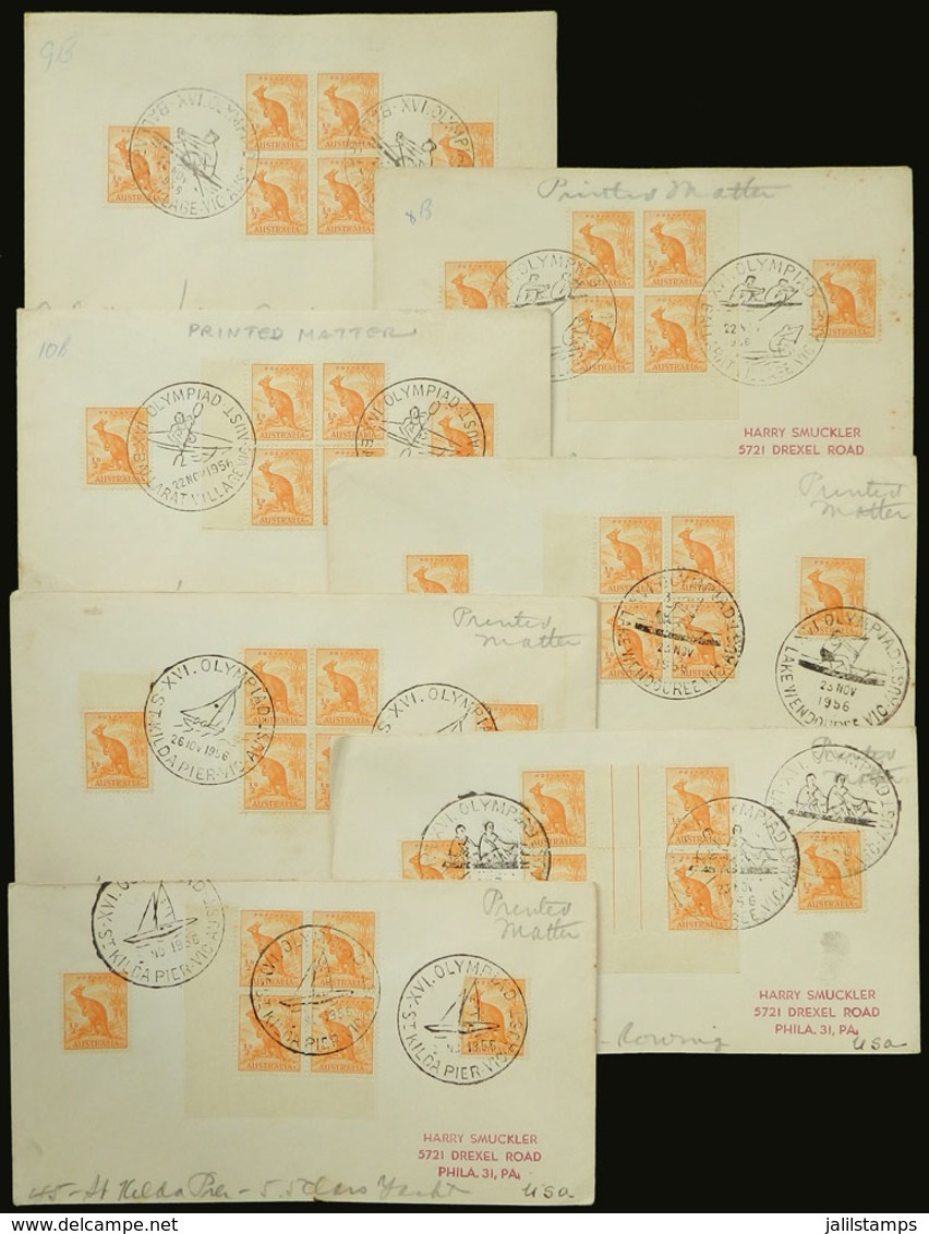 AUSTRALIA: 7 Covers Of 22 To 26/NO/1956 With Special Postmarks Of The Melbourne Olympic Games: NAUTICAL SPORTS - Autres & Non Classés