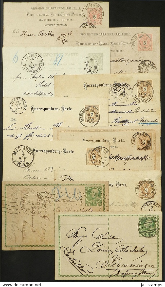 AUSTRIA: 10 Postal Cards Used Between 1886 And 1912 (some To Rio De Janeiro), Interesting Postmarks, General Quality Is  - Autres & Non Classés