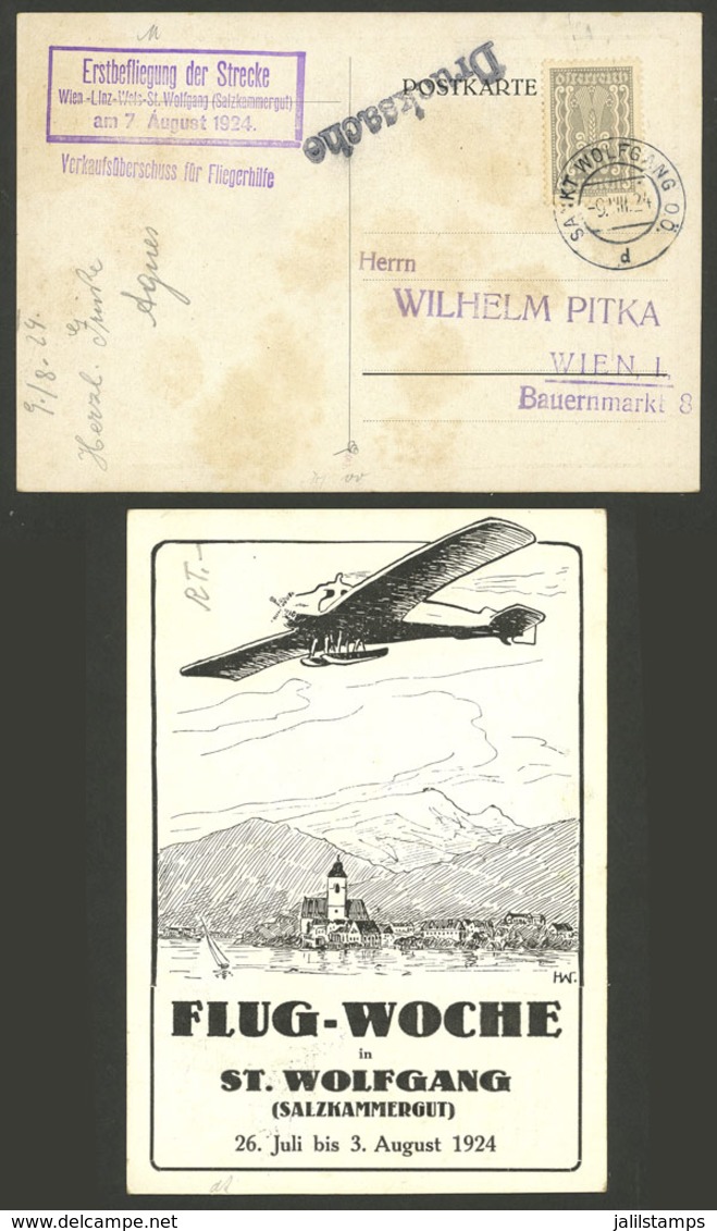 AUSTRIA: 9/AU/1924 Special Card Flown During The St.Wolfgang Aviation Week, Very Nice! - Autres & Non Classés