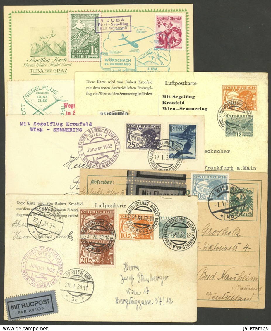 AUSTRIA: GLIDER FLIGHTS: 5 Covers Or Cards Flown Between 1932 And 1950, Very Fine! - Autres & Non Classés