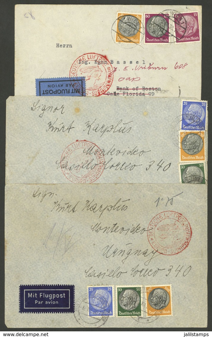 AUSTRIA: 3 Airmail Covers Sent From Wien To Argentina And Uruguay (2) In 1938, Franked With German Stamps, Very Nice Gro - Autres & Non Classés