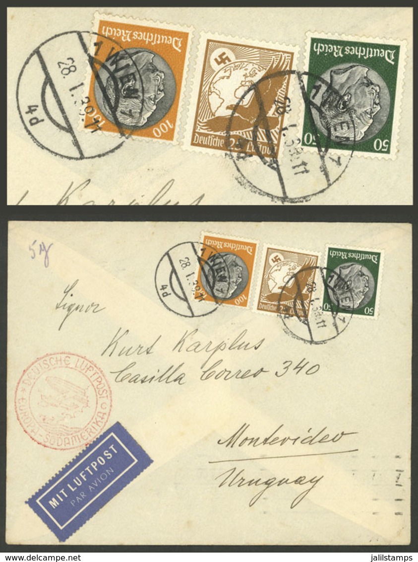 AUSTRIA: 28/JA/1939 Wien - Uruguay, Airmail Cover Franked With German Stamps (1.75Mk.), Sent By DLH, With Montevideo Arr - Autres & Non Classés