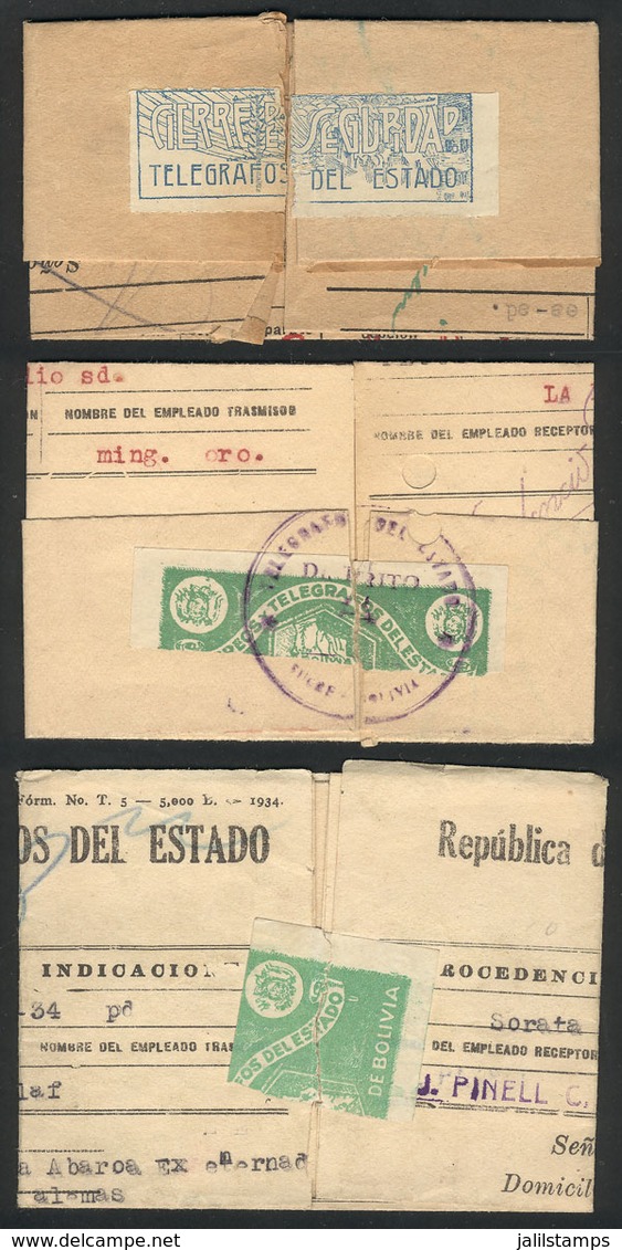 BOLIVIA: 3 Old Telegrams With Different SEALS, Excellent Quality! - Bolivie