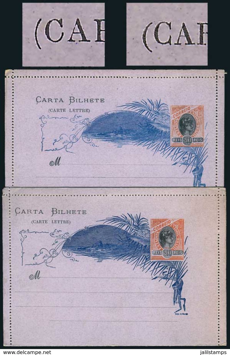 BRAZIL: Lettercards Of 200Rs. RHM.CB-60 (C Of CARTE In Normal Serif Font) And RHM.60G (C Of CARTE Sans-serif), Excellent - Other & Unclassified