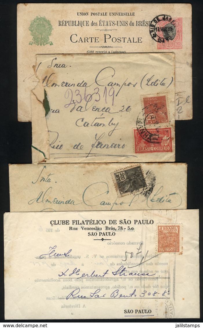 BRAZIL: 4 Cards Or Covers Used Between 1899 And 1956, Interesting! - Autres & Non Classés