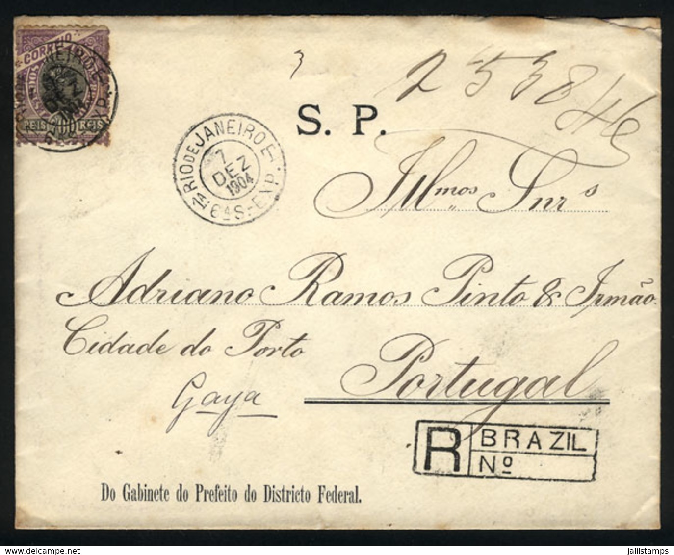 BRAZIL: Registered Cover Franked With 700Rs. (Sc.121), Sent From Rio To Portugal On 7/DE/1904, VF Quality! - Sonstige & Ohne Zuordnung