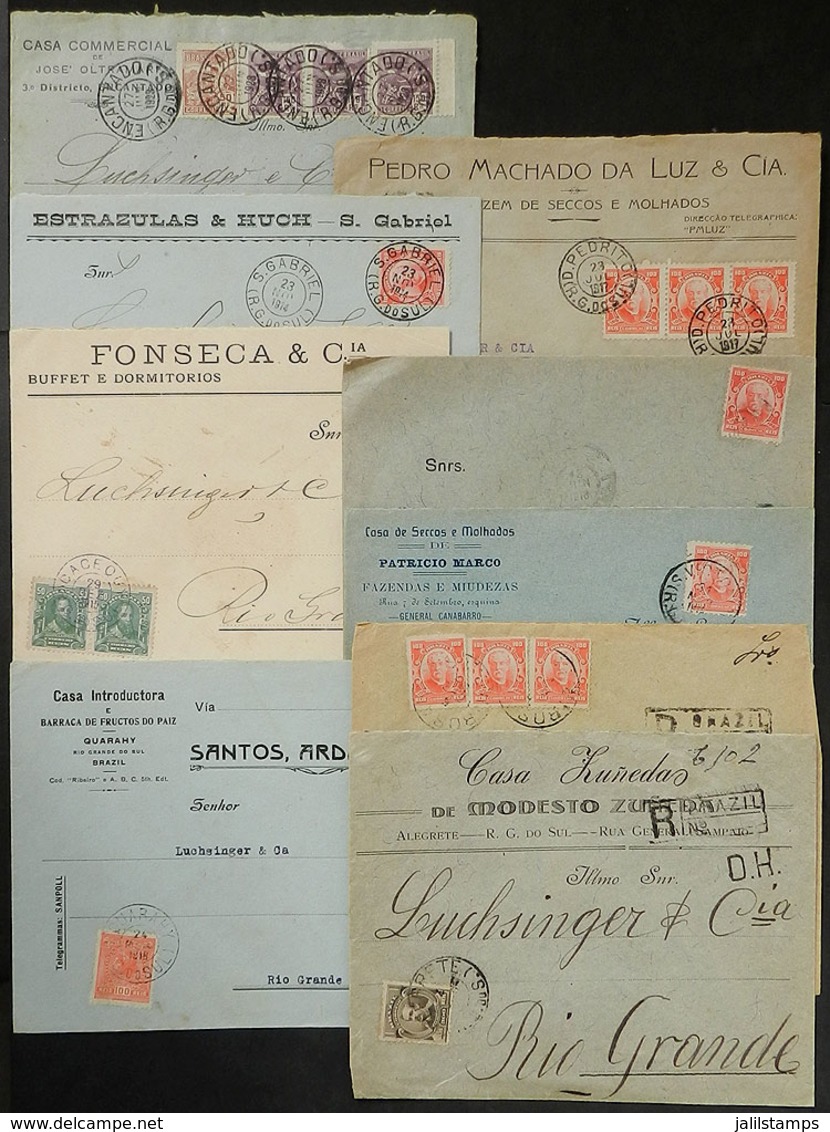 BRAZIL: 9 Covers Used Between 1915 And 1923 Approx., All With Interesting Cancels Of Rio Grande Do Sul, For Example: Enc - Autres & Non Classés