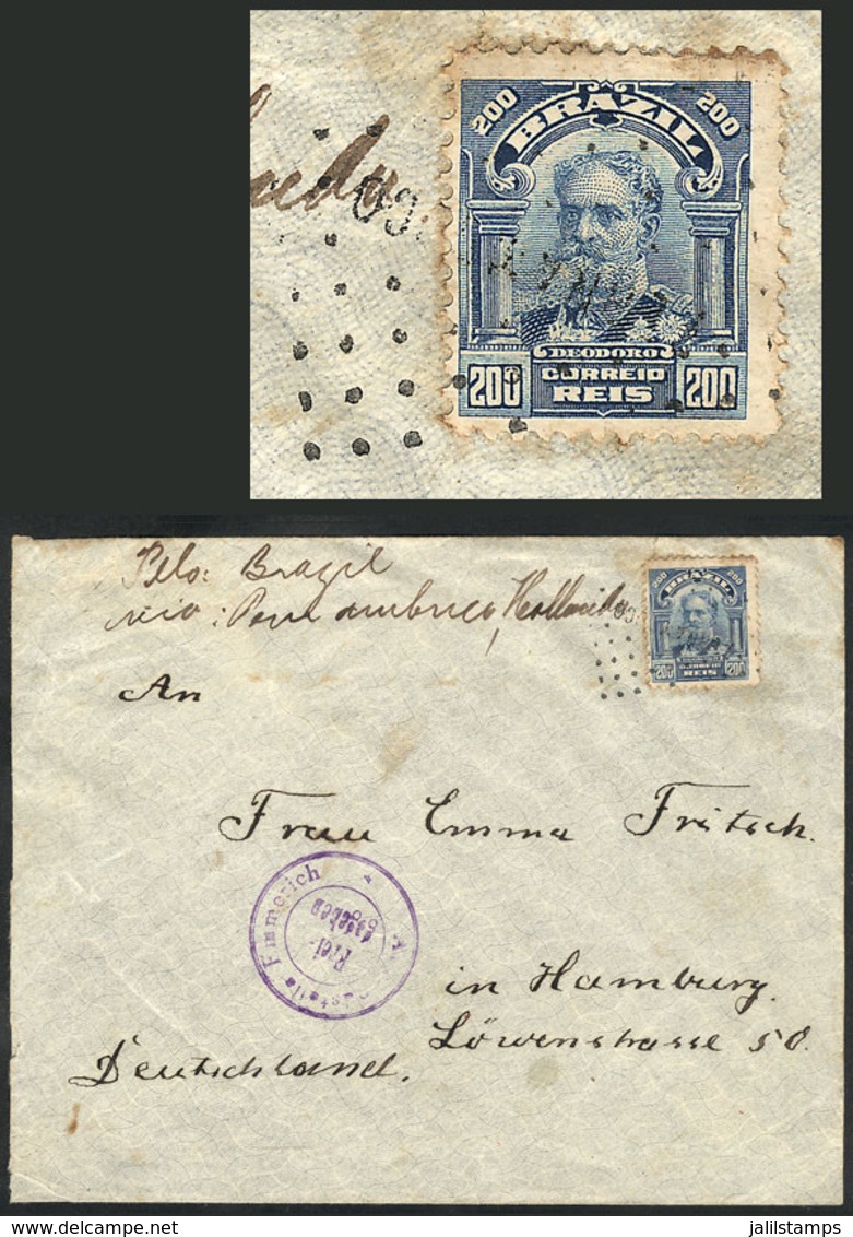 BRAZIL: Cover Sent To Germany On 21/NO/1915 Franked With 200Rs., With The Extremely Rare PERNAMBUCO Cancel In Dotted Rec - Otros & Sin Clasificación