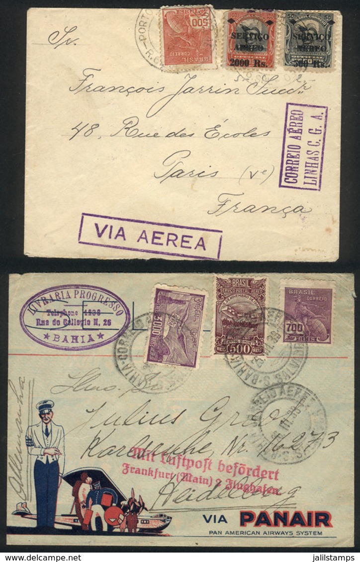 BRAZIL: 2 Airmail Covers Of 1929 And 1933, VF Quality! - Autres & Non Classés