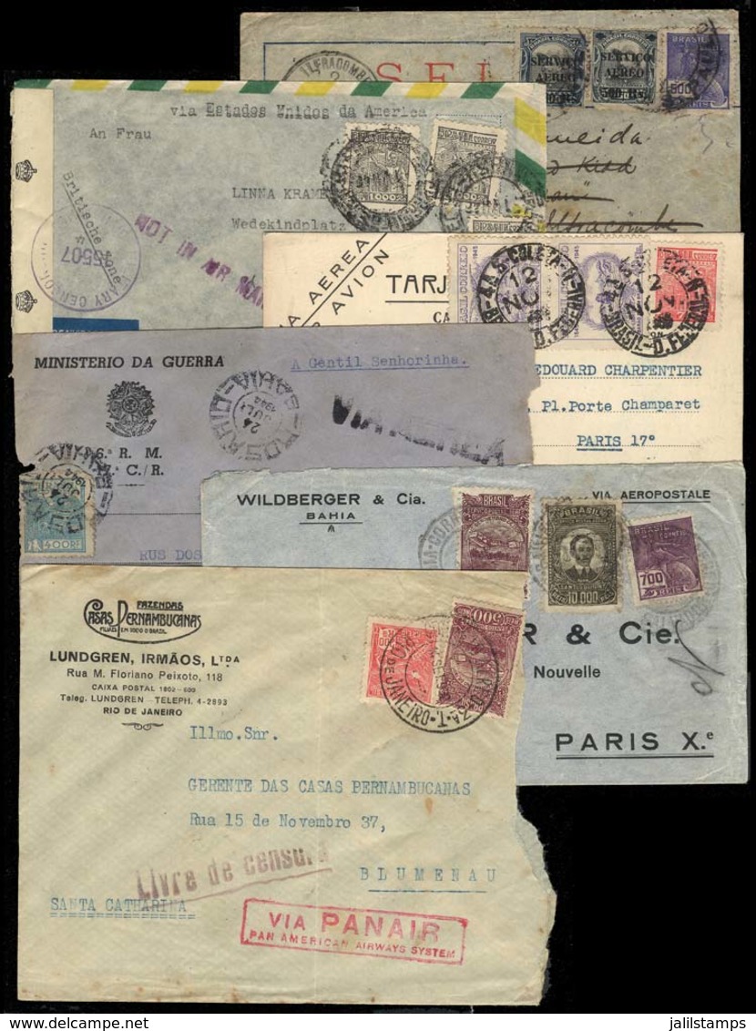 BRAZIL: 6 Covers Or Cards Posted By Airmail Between 1929 And 1945, Interesting Group For The Specialist! - Autres & Non Classés