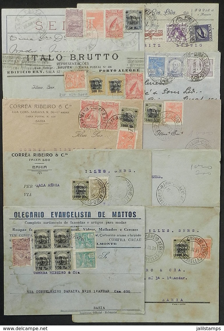 BRAZIL: 10 Airmail Covers Used Between 1930 And 1936, Varied And Interesting Postages, Various Postmarks And Destination - Autres & Non Classés