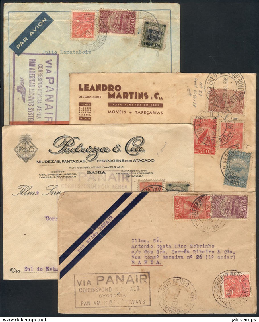 BRAZIL: 4 Covers Flown Via PANAIR Between 1931 And 1932, Very Nice! - Lettres & Documents