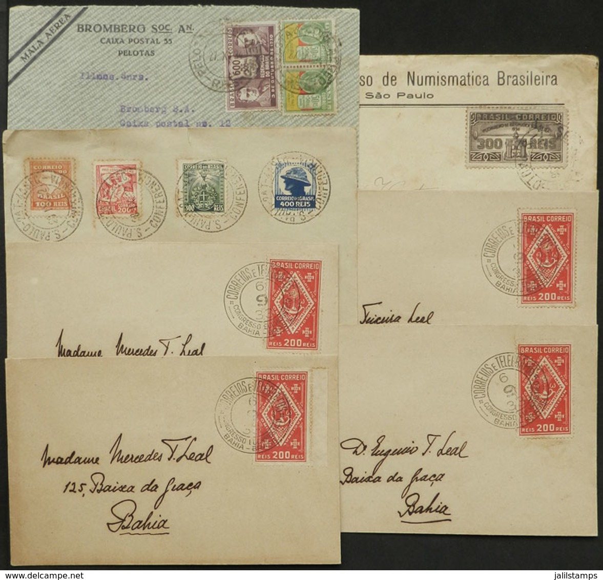 BRAZIL: 7 Covers Franked With Commemorative Stamps, Used Between 1933 And 1936, Some Very Scarce And Of High Market Valu - Autres & Non Classés