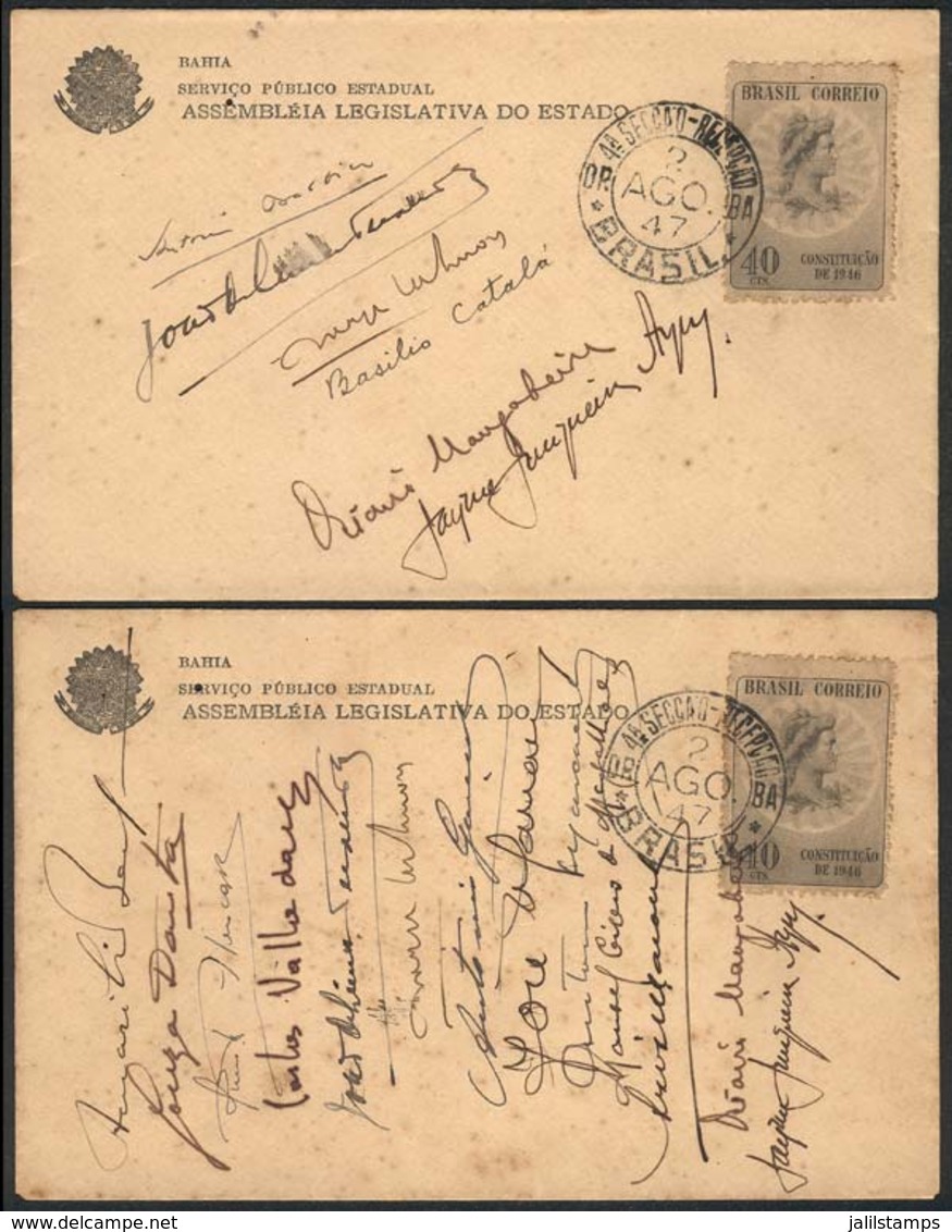 BRAZIL: 2 Covers Of Year 1947 With Signatures Of The Constituents Of 1946, Very Interesting! - Autres & Non Classés