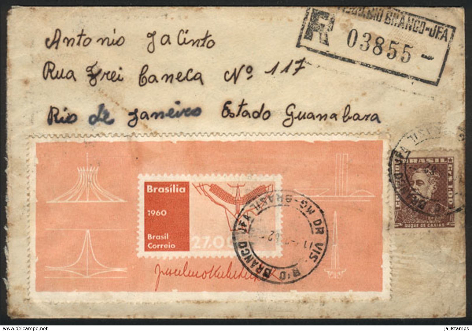 BRAZIL: Registered Cover Sent From Rio Branco To Rio De Janeiro On 19/MAR/1962, Nice Postage! - Autres & Non Classés