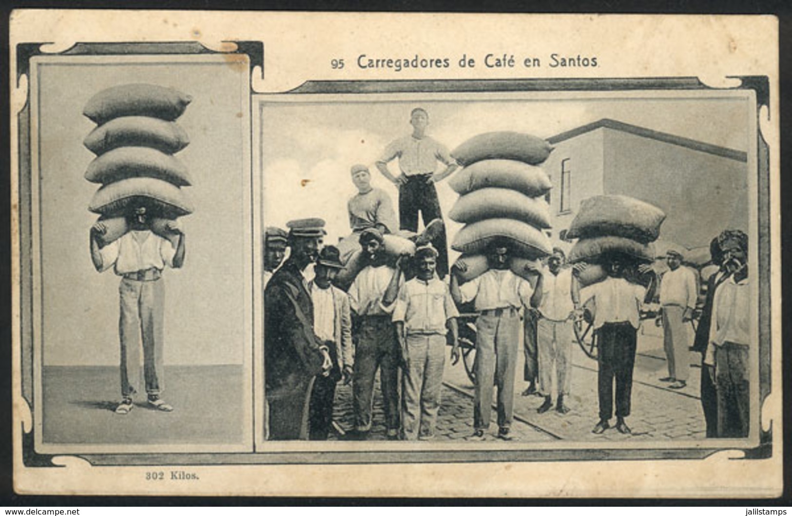 BRAZIL: Coffee Porters In Santos, Ed. M.Pontes, Circa 1910, With Defects - Autres & Non Classés