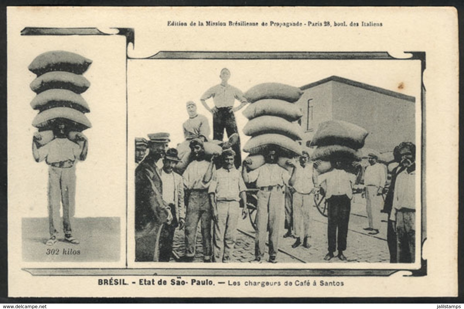 BRAZIL: COFFEE Loaders In Santos, Circa 1910, VF Quality! - Autres & Non Classés