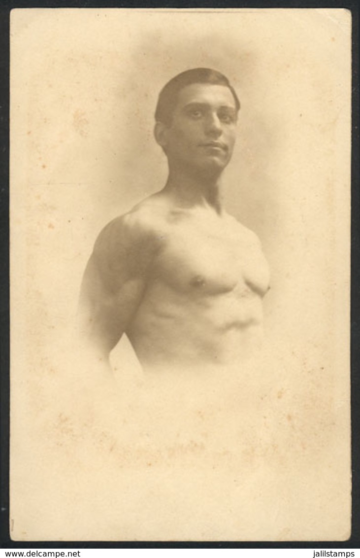 BRAZIL: Portrait Of Man With A Muscular Body, Real Photo PC Circa 1910, Minor Defects - Autres & Non Classés