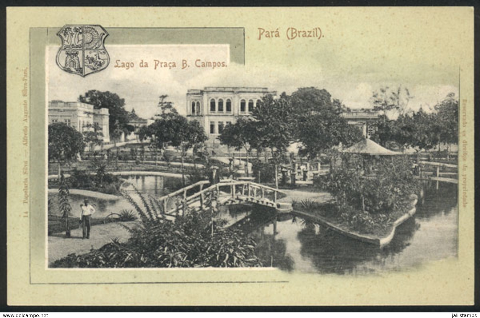 BRAZIL: PARÁ: Lake Of Praca B. Campos, Ed. Papelaria Silva, Circa 1905, VF Quality - Autres & Non Classés