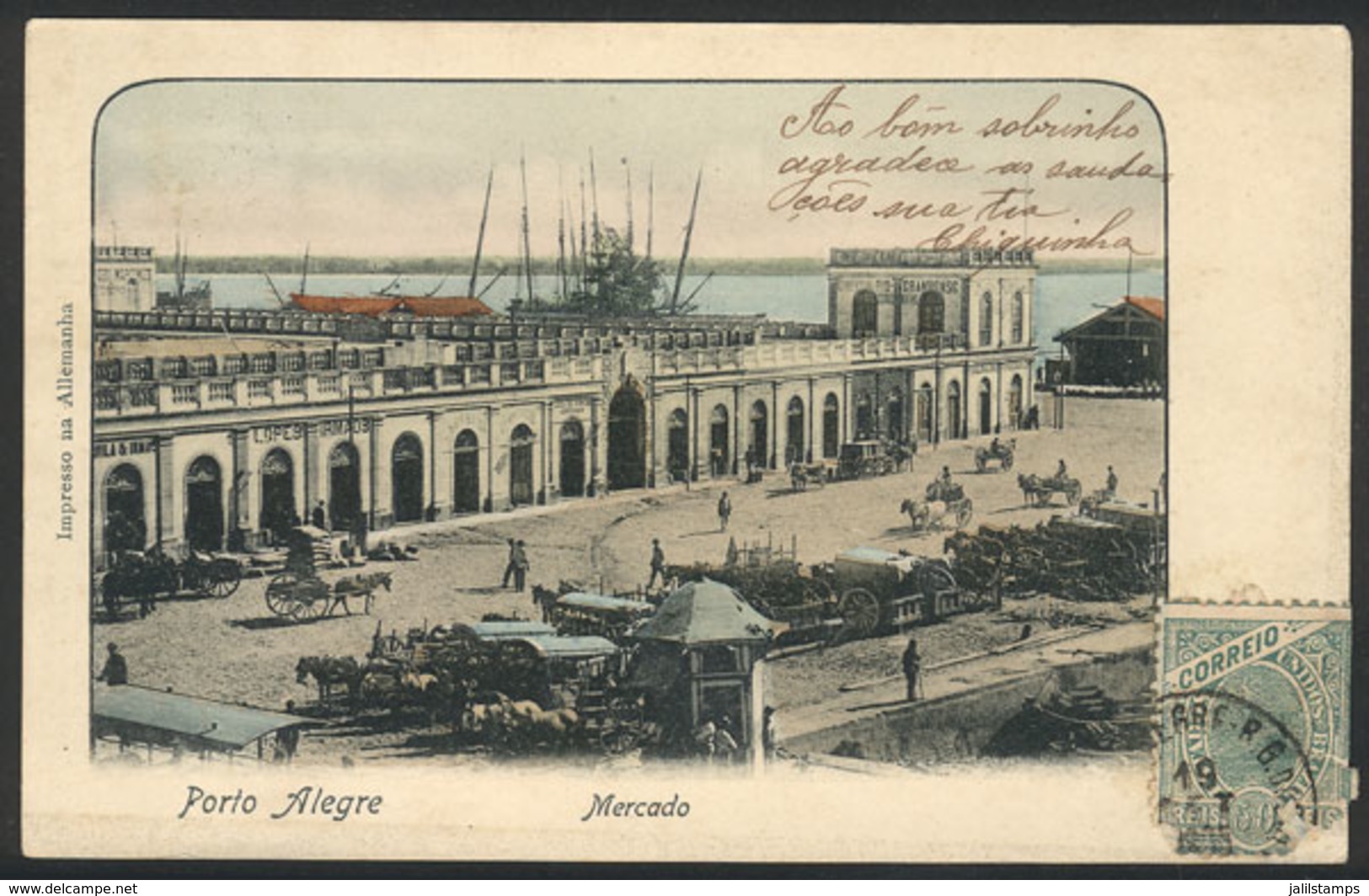 BRAZIL: PORTO ALEGRE: View Of The Market, Circa 1905, With Defects - Autres & Non Classés