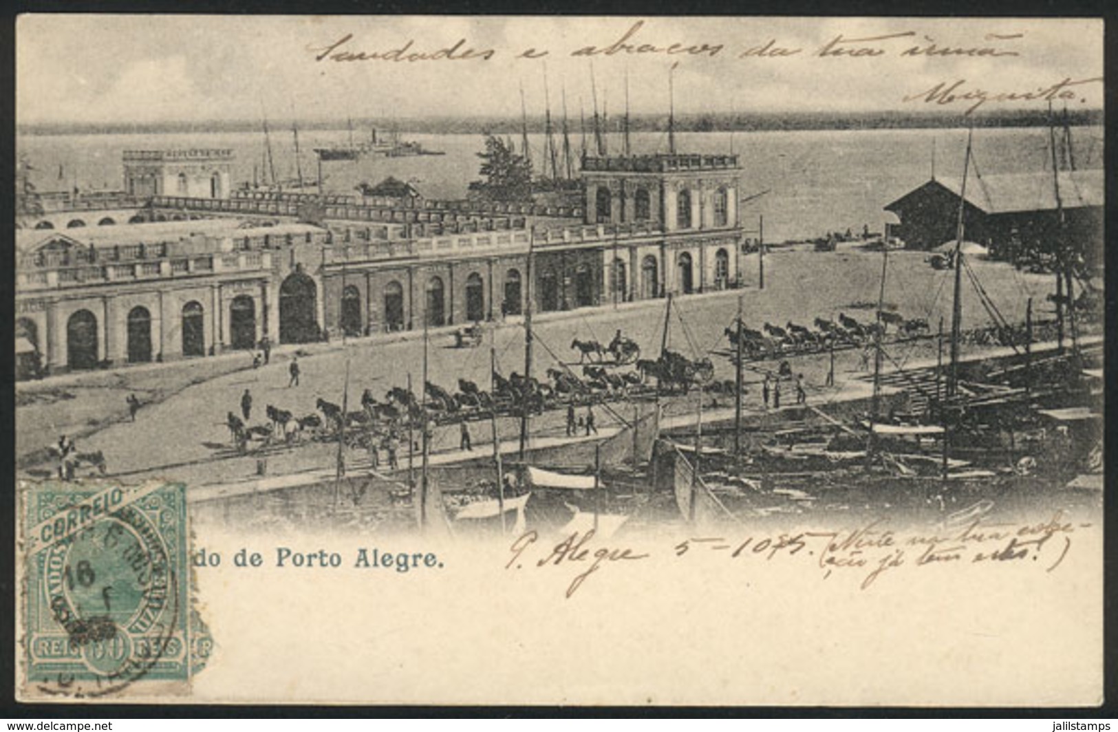 BRAZIL: PORTO ALEGRE: Market And Boats, Dated In 1905, Minor Defects - Autres & Non Classés