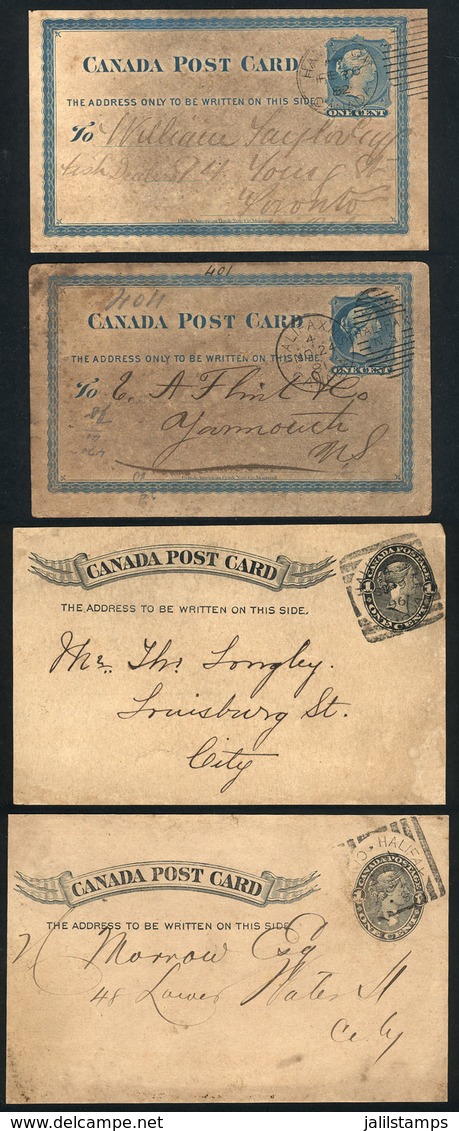 CANADA: 4 Postal Cards Mailed Between 1881 And 1896, All With Postmarks Of Halifax, Mixed Quality, Interesting! - Autres & Non Classés