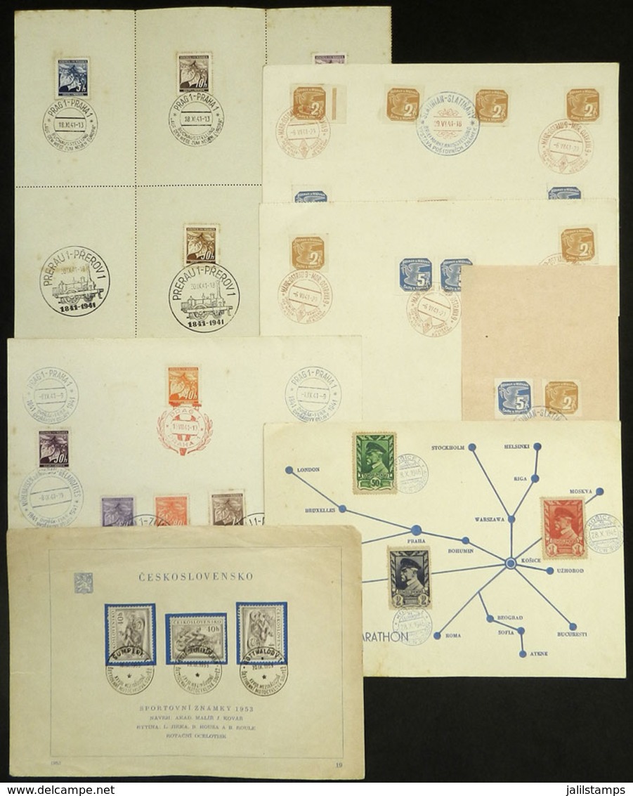 CZECHOSLOVAKIA: Lot Of Cards, Etc. With Special Postmarks, Very Interesting! - Autres & Non Classés