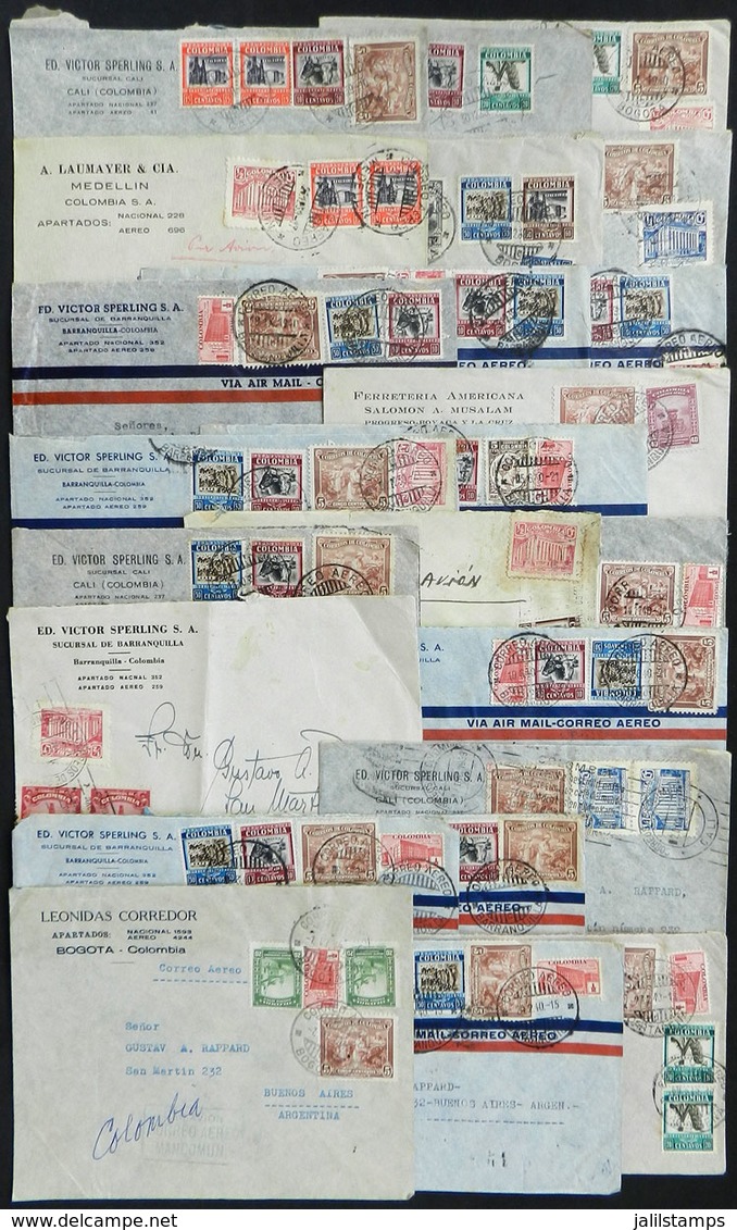 COLOMBIA: 22 Covers (most Airmail) Sent To Argentina In 1939/40 With Nice And Colorful Postages, VF Quality! - Colombie