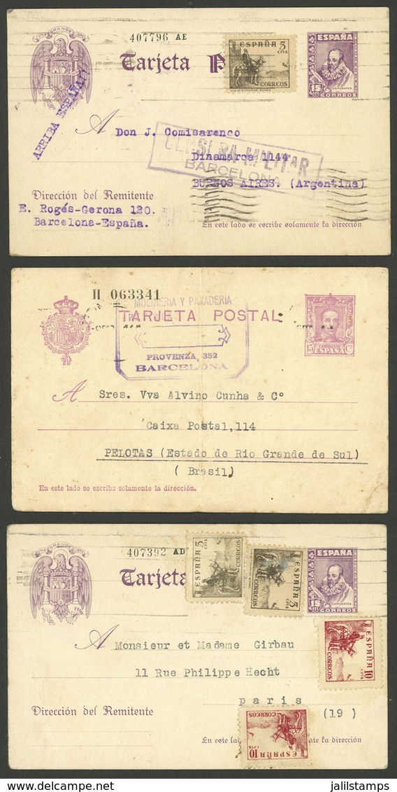 SPAIN: 3 Postal Cards Sent Overseas Between 1931 And 1939 - Otros & Sin Clasificación