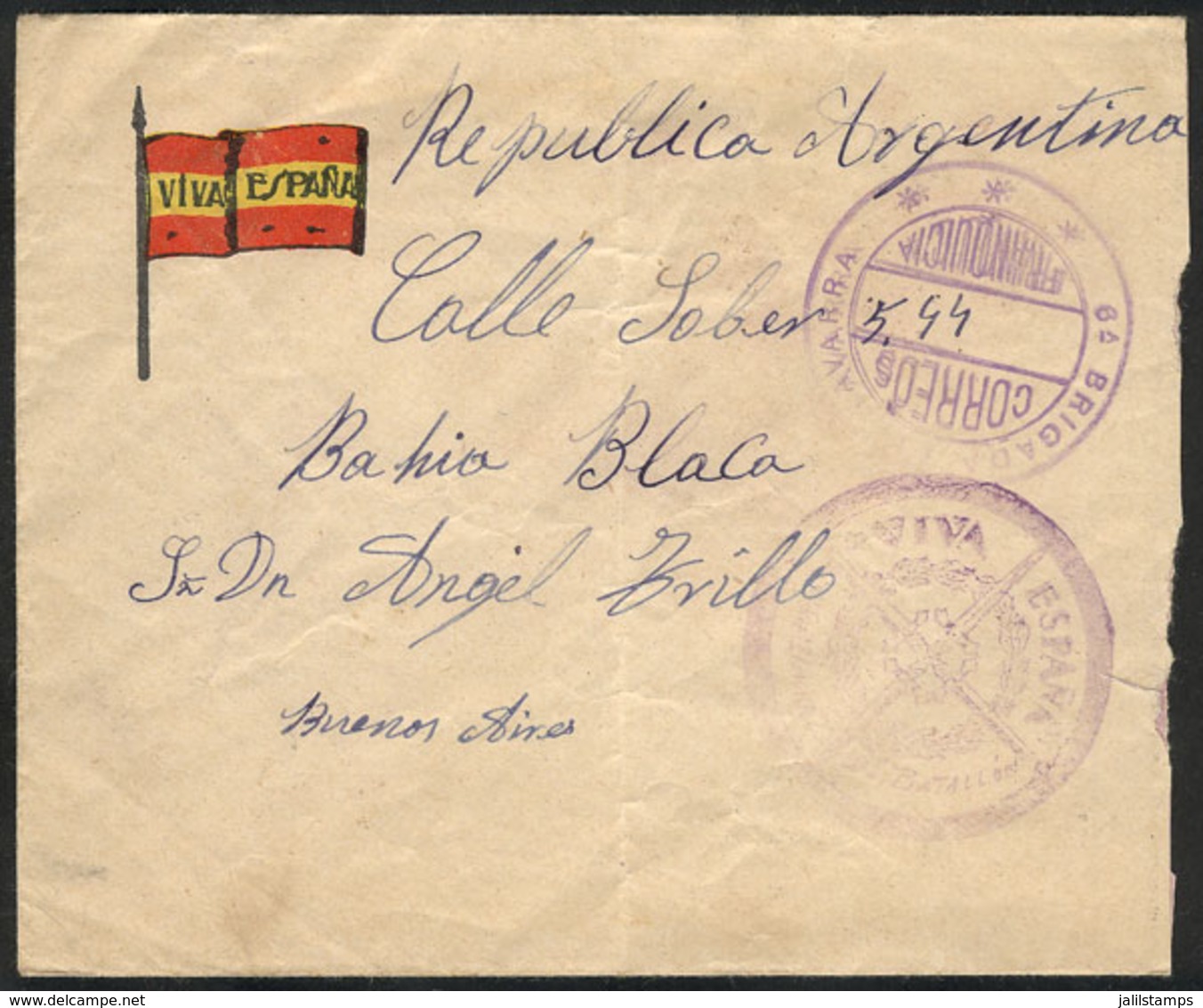 SPAIN: CIVIL WAR: Cover Sent With Military Postal Franchise By A Soldier Of The "Zamora Infantry Regiment, Bilbao Front" - Autres & Non Classés