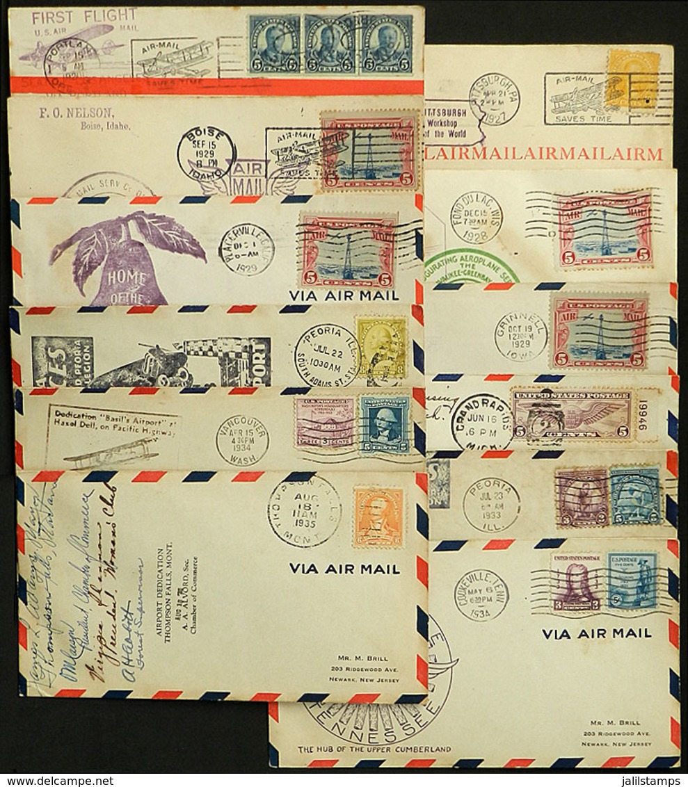 UNITED STATES: 1926 To 1935: 12 FIRST FLIGHT Or Special Flight Covers, Some SIGNED By The Pilot, Etc., Fine To Very Fine - Marcophilie