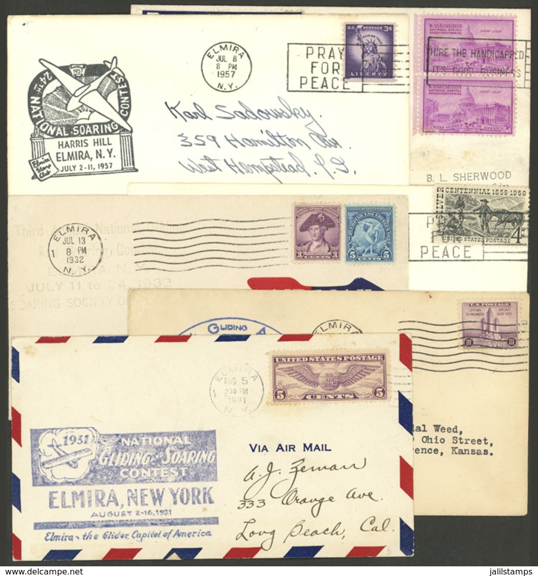 UNITED STATES: GLIDER FLIGHTS: 6 Covers Flown Between 1931 And 1959, Very Nice! - Marcophilie