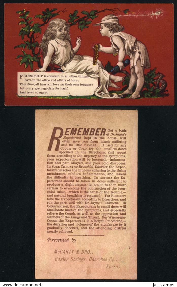 UNITED STATES: Old Advertising Card For "Dr Jayne's Expectorant" (medicine), Nice Illustration, Fine Quality" - Autres & Non Classés