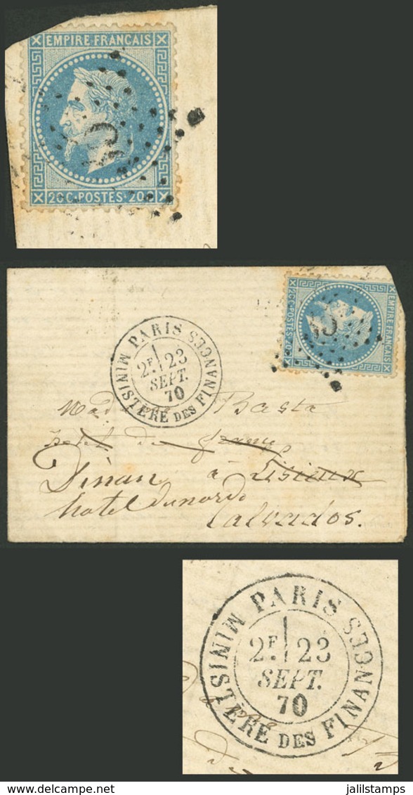 FRANCE: FIRST AIRMAIL OF THE WORLD: Small Letter Dated 22/SE/1870 Sent From PARIS By The First BALLOON MONTÉ During The  - Autres & Non Classés
