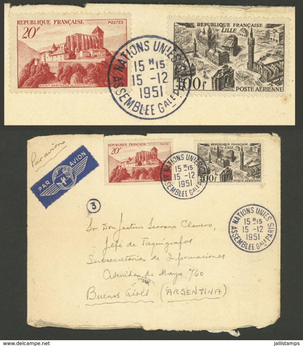 FRANCE: 15/DE/1951, Airmail Cover Sent To Argentina With Postmark Of The GENERAL ASSEMBLY OF THE UNITED NATIONS In Paris - Autres & Non Classés