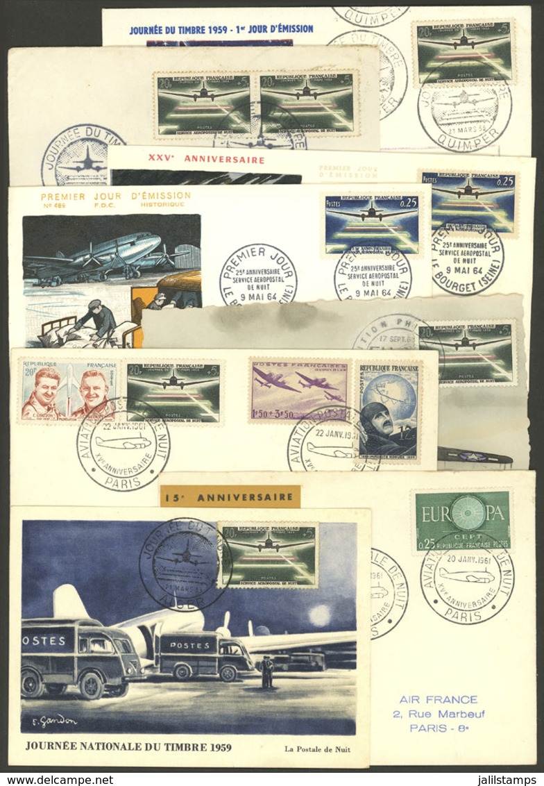 FRANCE: 1959 To 1964, NIGHT AIRMAIL: 8 Covers Or Cards Of Fine To VF Quality! - Autres & Non Classés