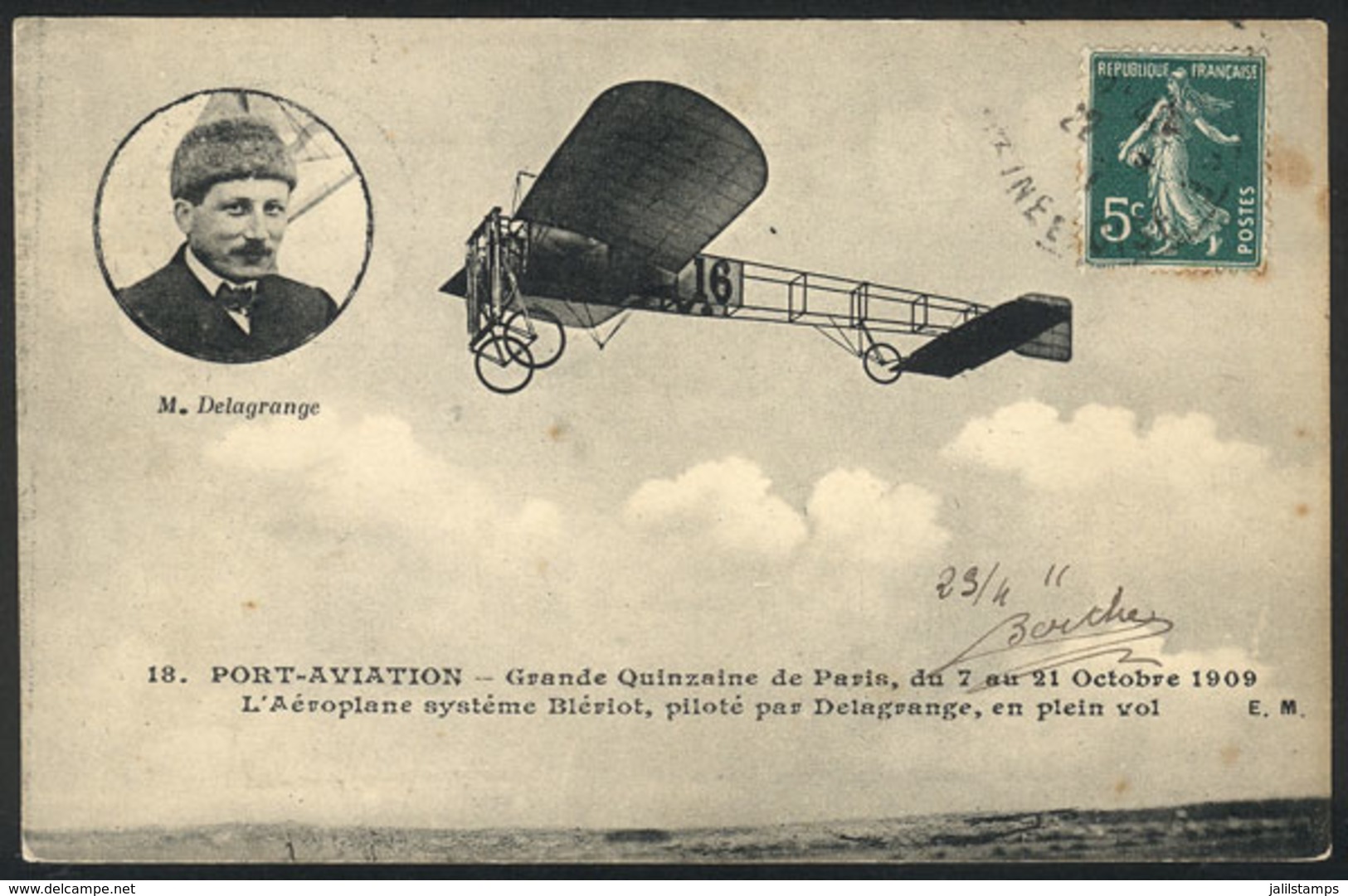 FRANCE: Bleriot Monoplane Piloted By Delagrange, Used In 1911, Very Nice! - Autres & Non Classés