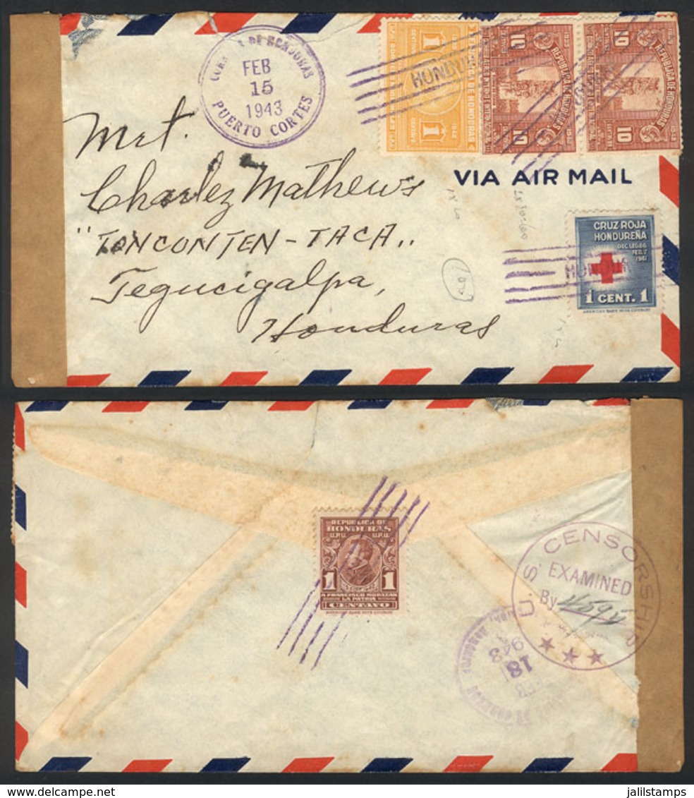 HONDURAS: Airmail Cover Sent From Puerto Cortes To Tegucigalpa On 15/FE/1943. - Honduras